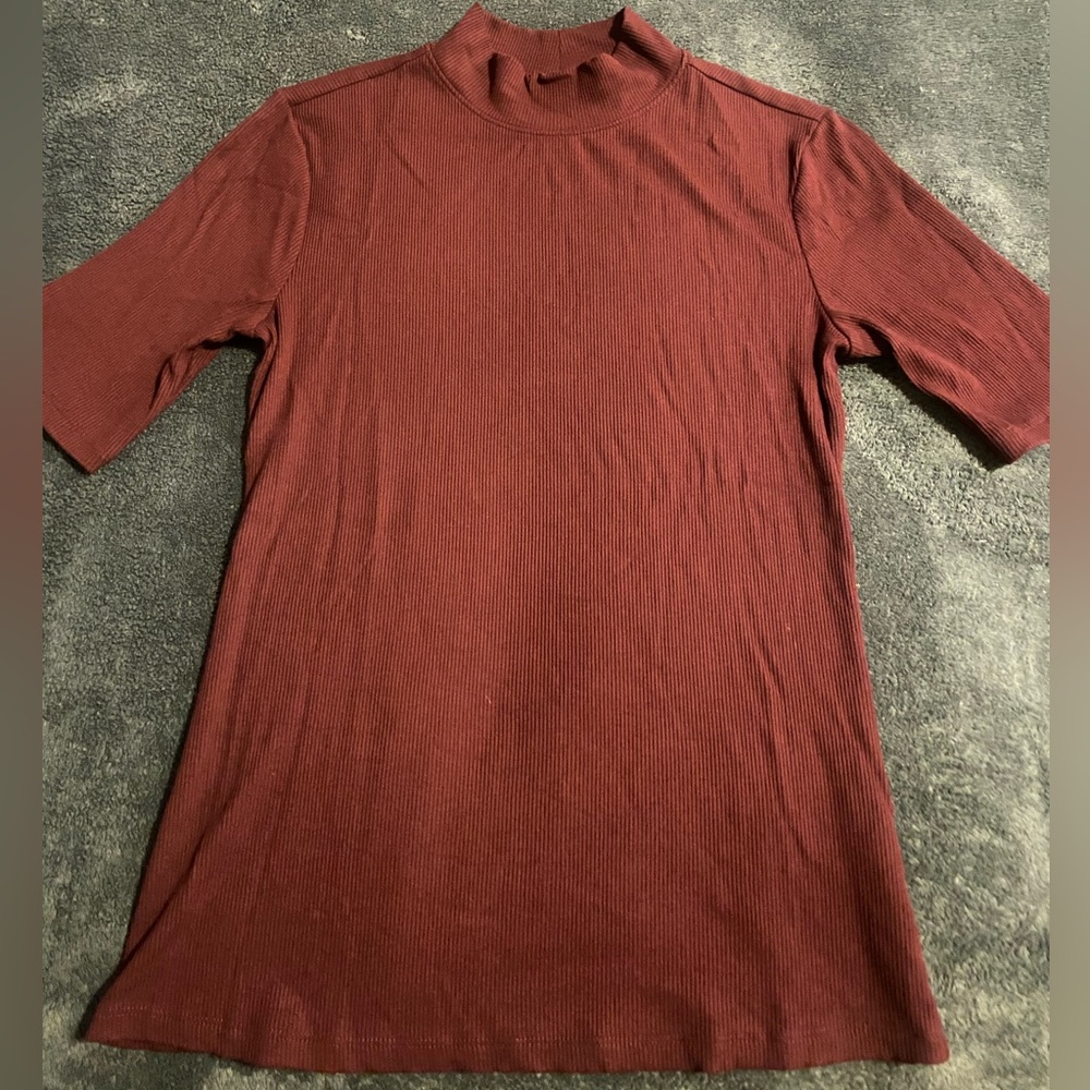 Nine West Maroon Short Sleeve Top